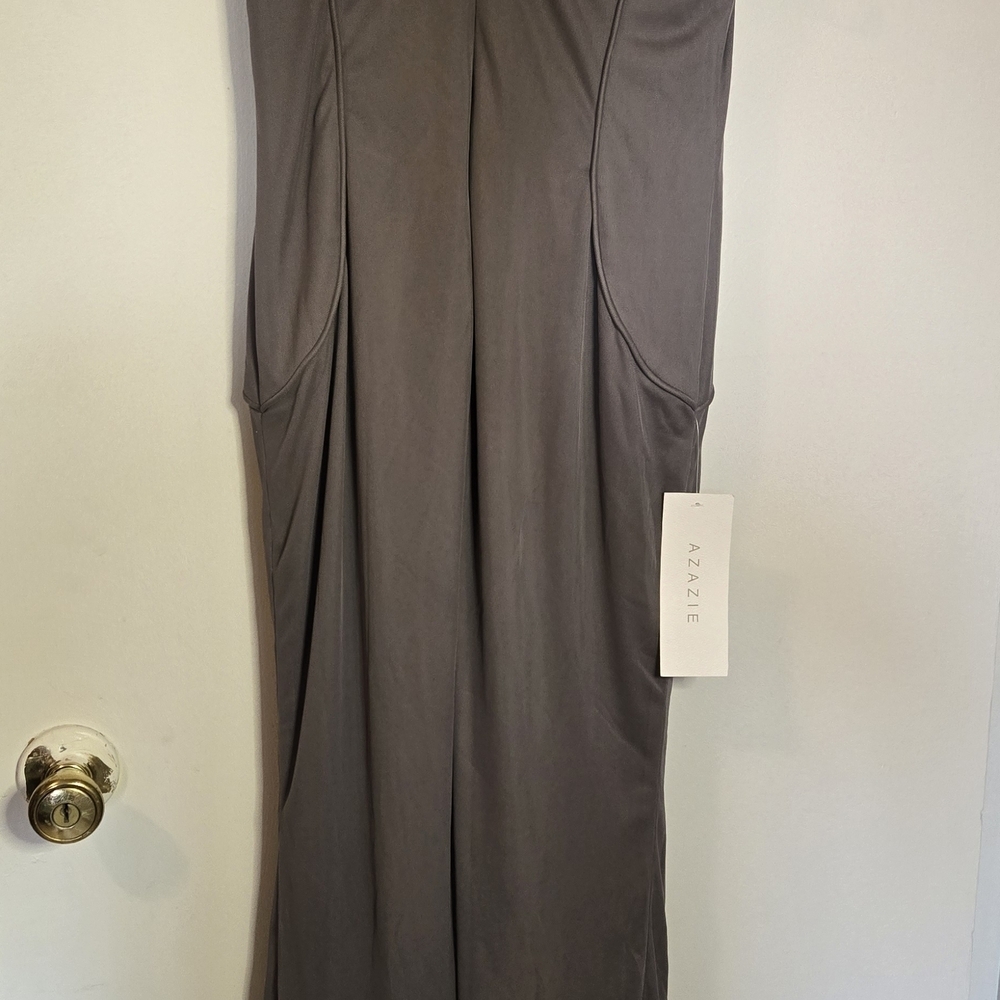 Azazie Gray Strappy Dress - Picture 2 of 3